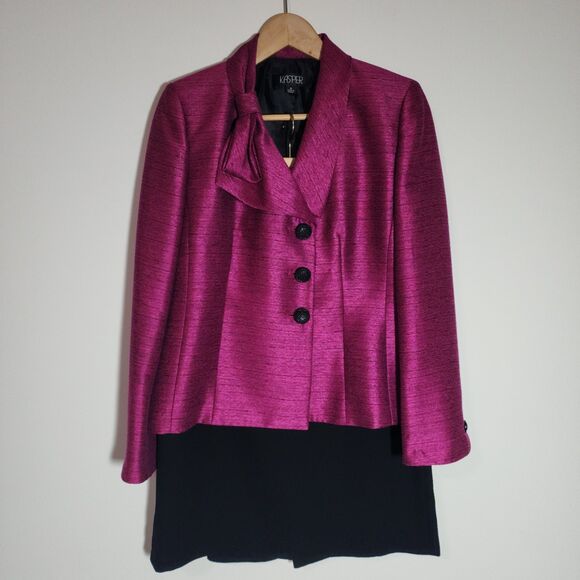 Kasper Dresses & Skirts - Kasper Womens Skirt Suit Size 6 Magenta Black Holiday Office Special Occasion